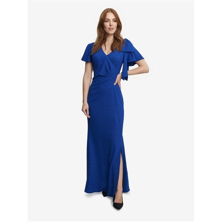 Deidre Metallic Maxi Dress With V-Neck