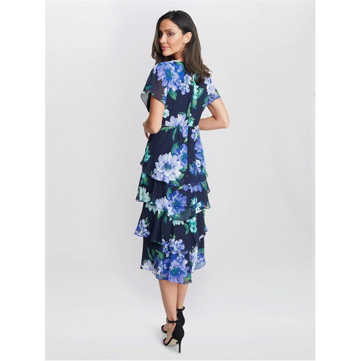 Marie Midi Printed Tiered Dress