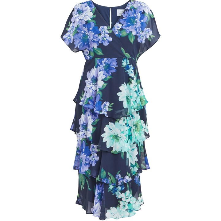 Marie Midi Printed Tiered Dress