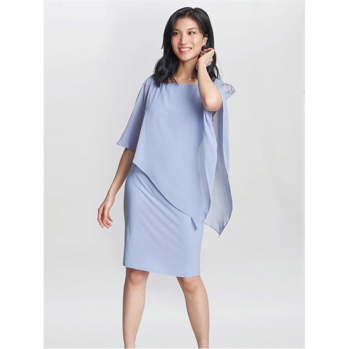 Zenna Beaded Shoulder Chiffon Dress