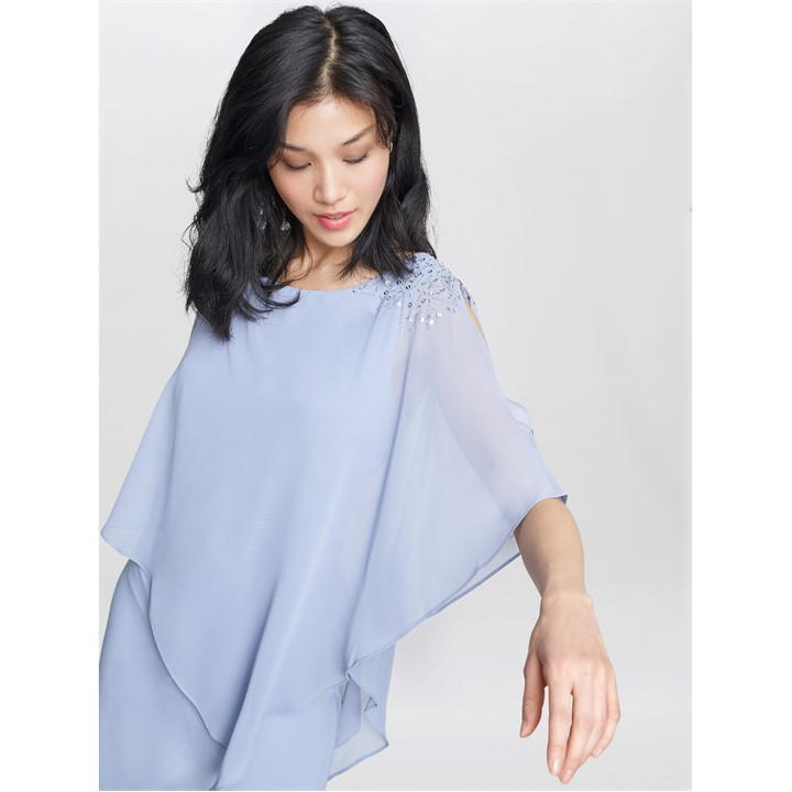 Zenna Beaded Shoulder Chiffon Dress