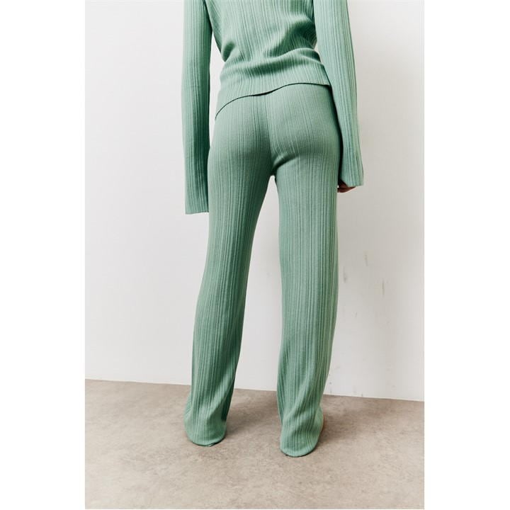 Sage Fine Gauge Knit Flare Leg Co-Ord Trouser