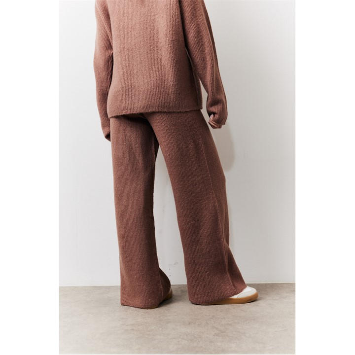 Mocha Wide Leg Knit Co-Ord Trousers