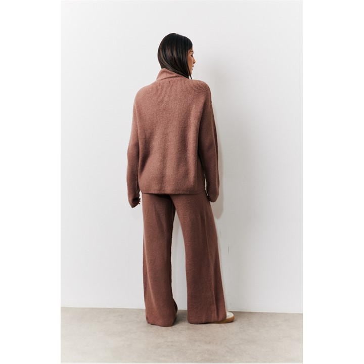 Tall Mocha Wide Leg Knit Co-Ord Trousers
