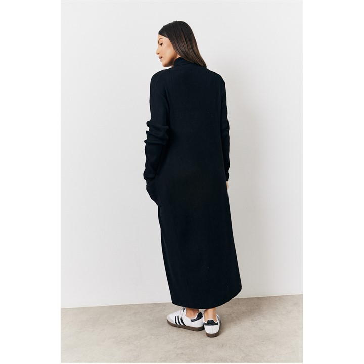 Black Fine Gauge Knit Co-Ord Longlined Cardigan