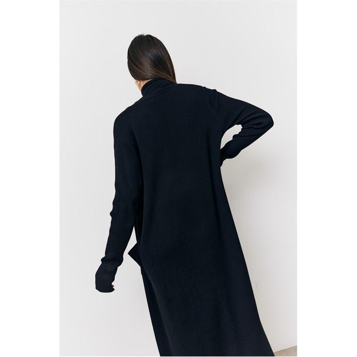 Black Fine Gauge Knit Co-Ord Longlined Cardigan