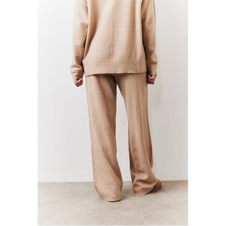 Oatmeal Seam Front Knit Co-Ord Wide Leg Trousers
