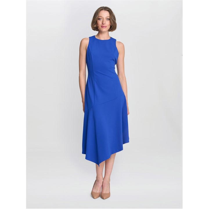 MAUREEN FIT AND FLARE CREPE MIDI DRESS