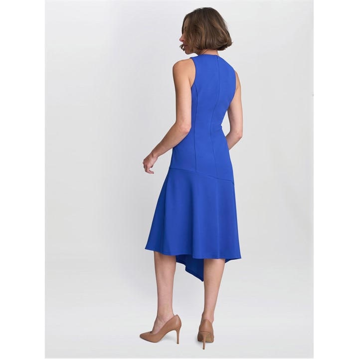 MAUREEN FIT AND FLARE CREPE MIDI DRESS