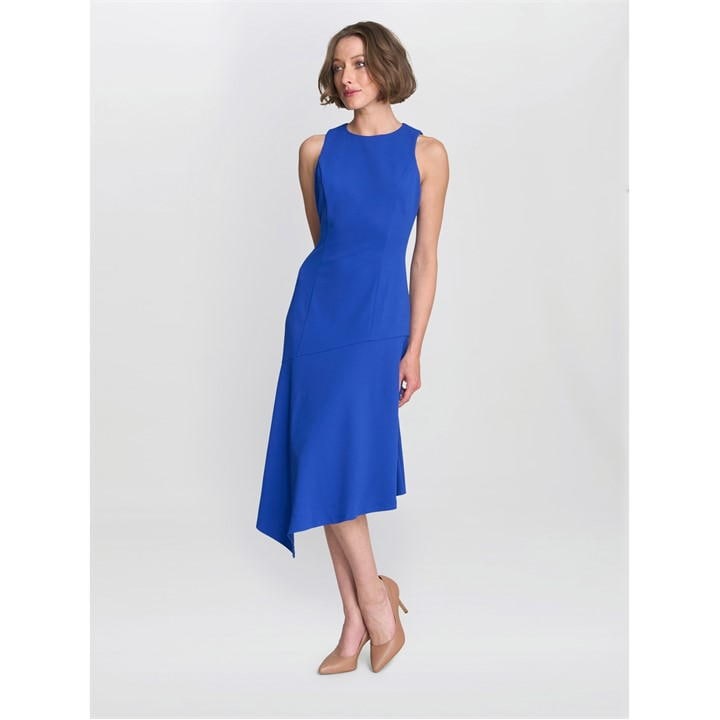 MAUREEN FIT AND FLARE CREPE MIDI DRESS