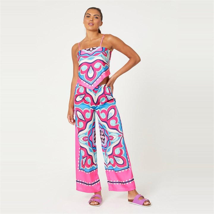 Scarf Print Cami and Trouser Co-Ord Set Womens