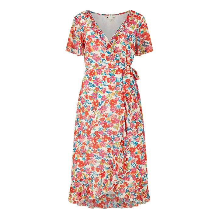 Yumi Black Floral Wrap Midi Dress