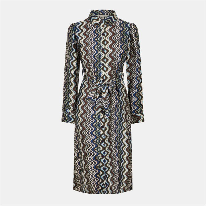 Multicolour Abstract Stripes Shirt Dress