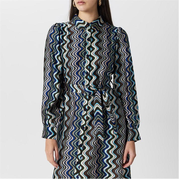 Multicolour Abstract Stripes Shirt Dress