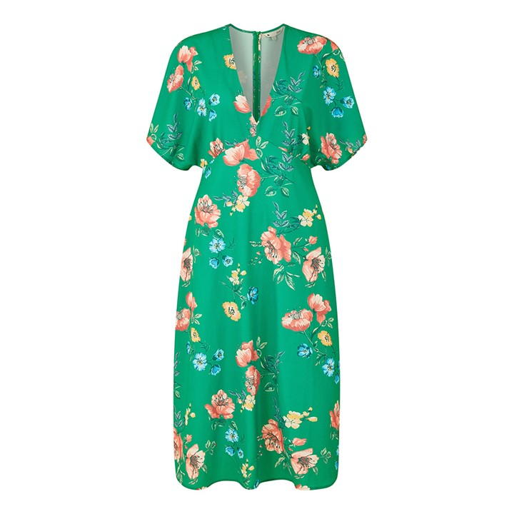 Yumi Navy Floral Kimono Midi Dress