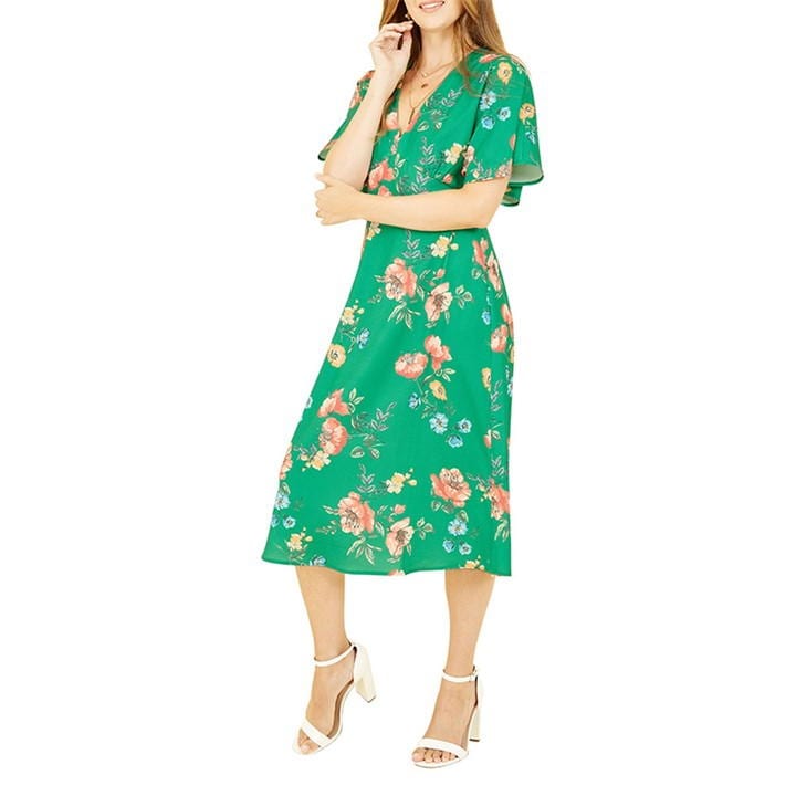 Yumi Navy Floral Kimono Midi Dress