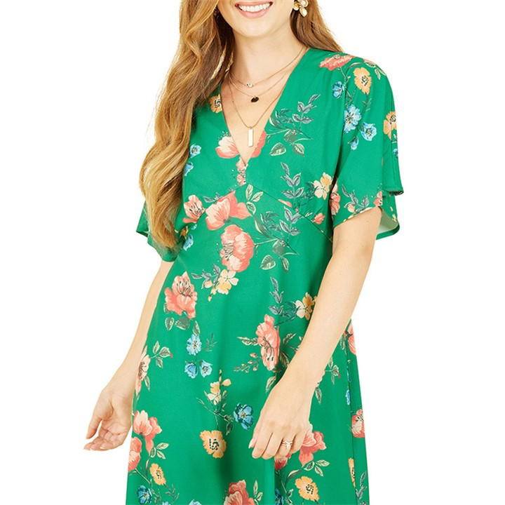 Yumi Navy Floral Kimono Midi Dress