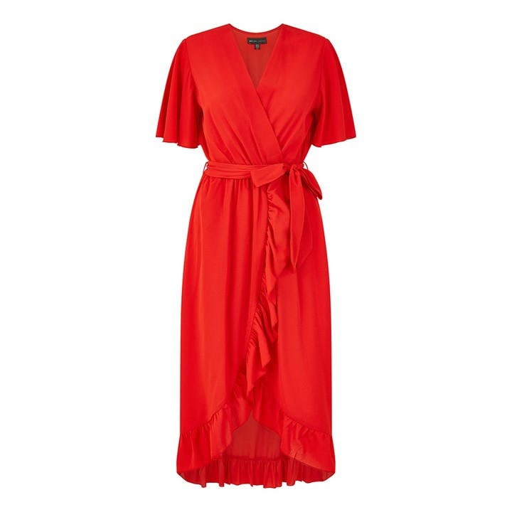 Mela London Greenwrap Over Frill Hem Dress