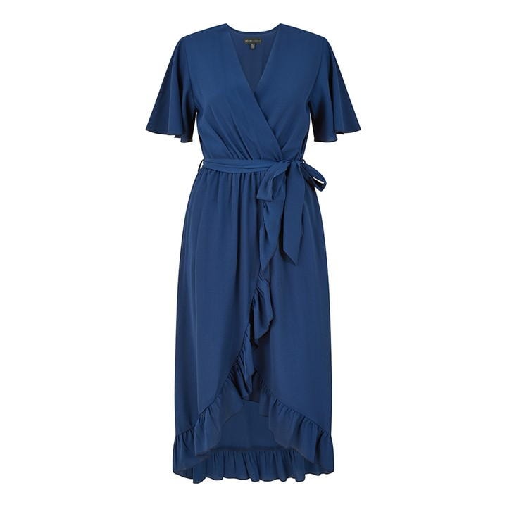 Mela London Greenwrap Over Frill Hem Dress