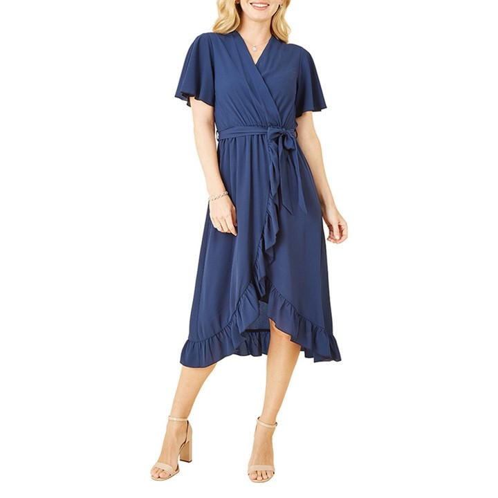 Mela London Greenwrap Over Frill Hem Dress