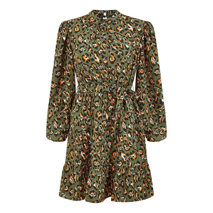 Mela London Green Animal Print Skater Dress