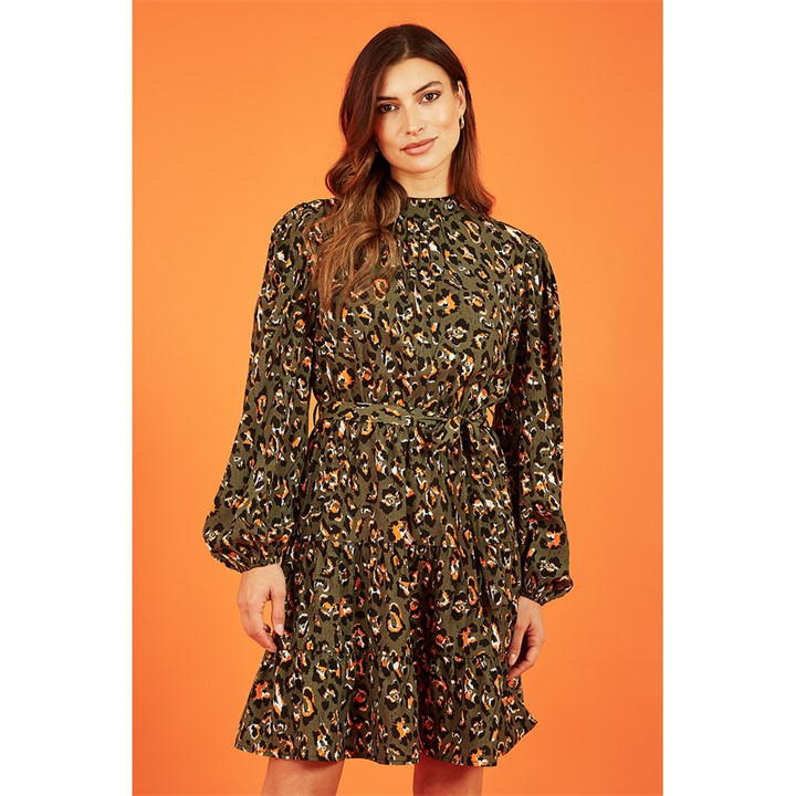 Mela London Green Animal Print Skater Dress