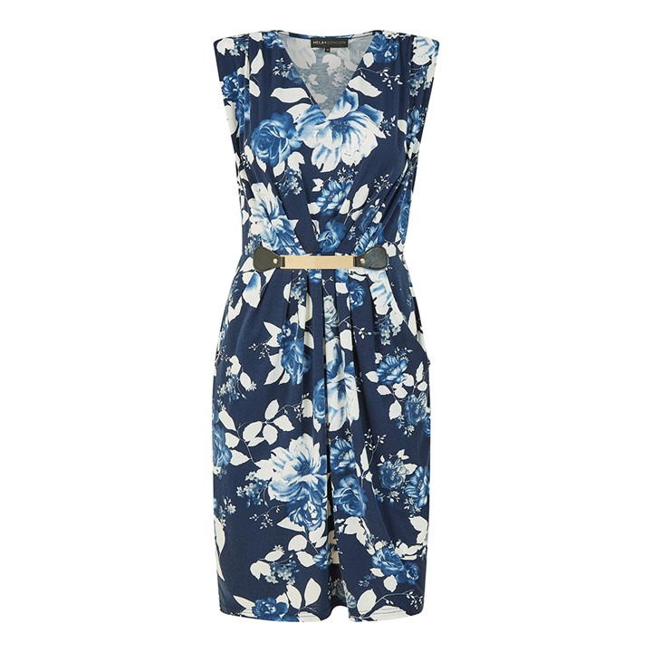 Mela London Navy Floral Jersey Pocket Dress