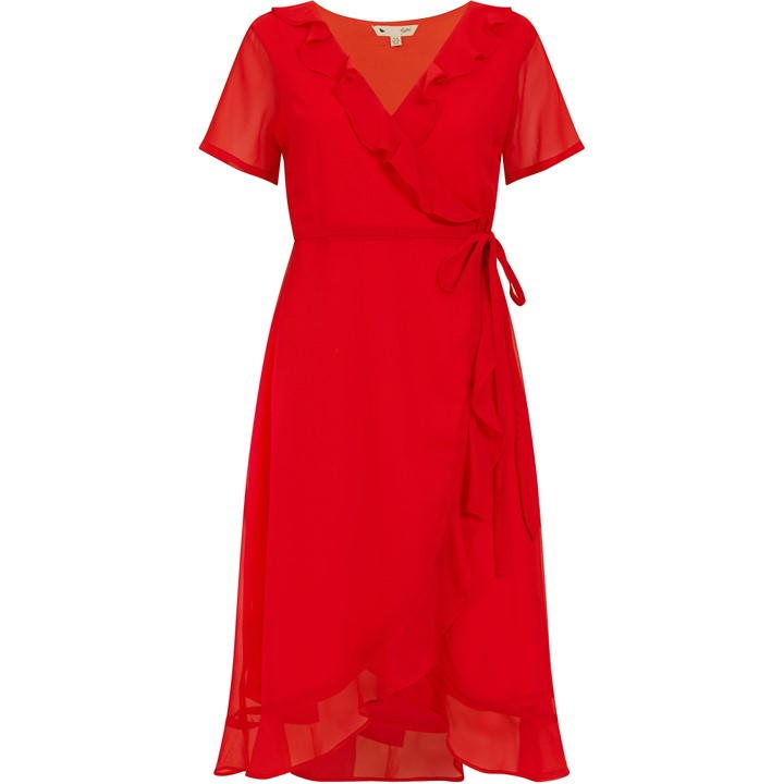 Yumi Green Frill Wrap Dress