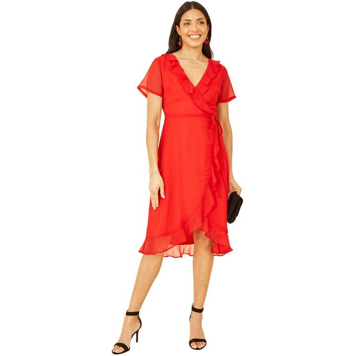 Yumi Green Frill Wrap Dress
