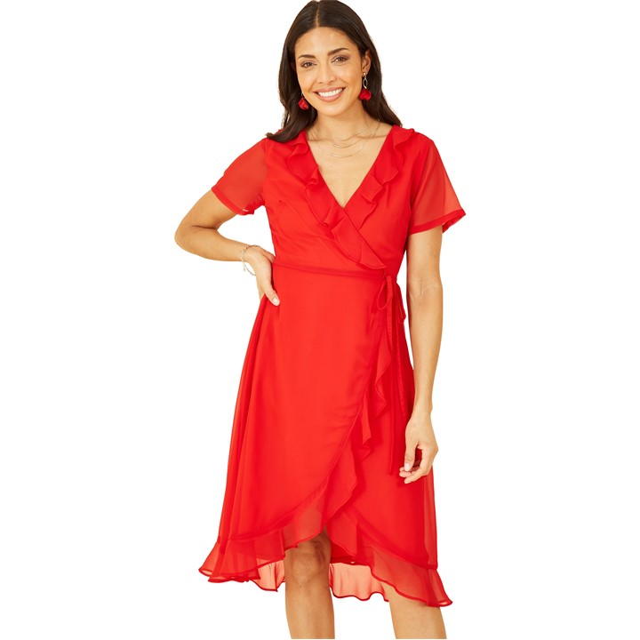 Yumi Green Frill Wrap Dress