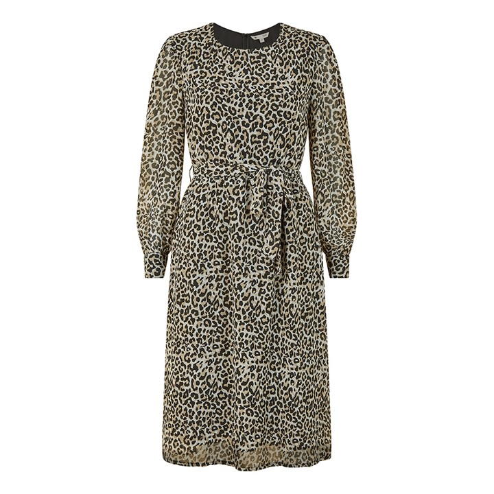 Yumi Black Leopard Long Sleeve Skater Dress