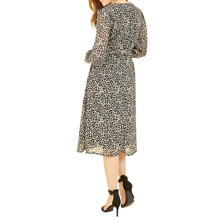 Yumi Black Leopard Long Sleeve Skater Dress