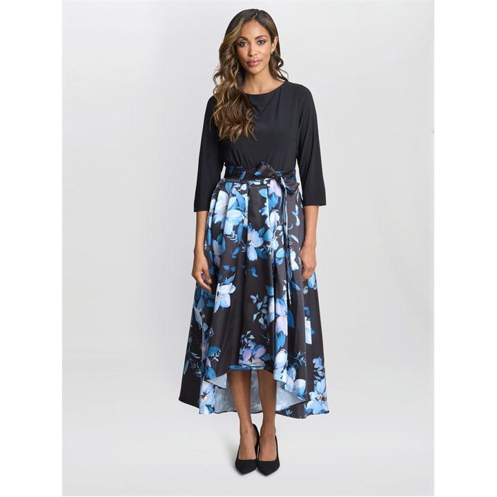 Louise Printed High/Low Midi Dress