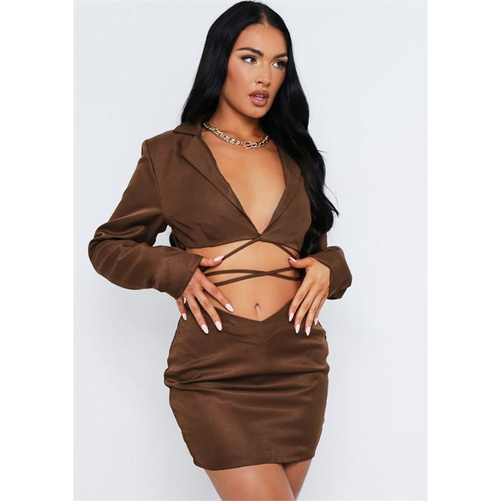 Tie Waisted Cropped Blazer Co-ord
