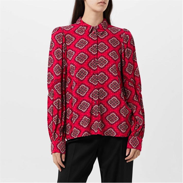 Long Sleeve Patterned Lace Shirt