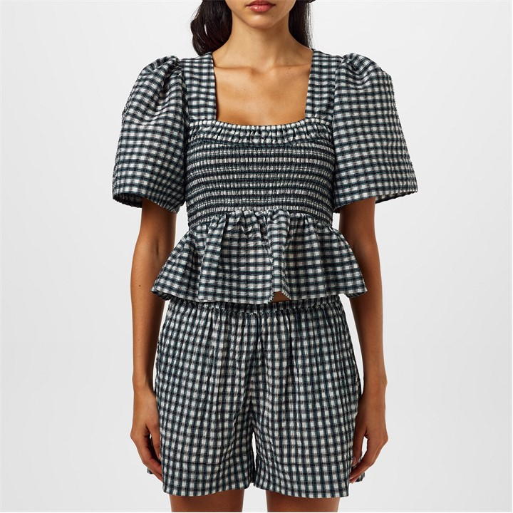 Seersucker Smock Blouse