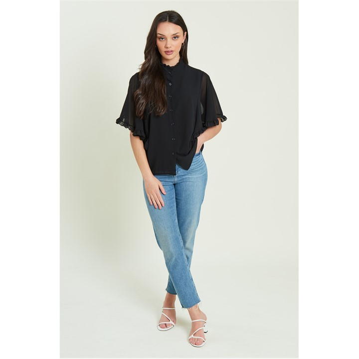 Frill Button Through Blouse