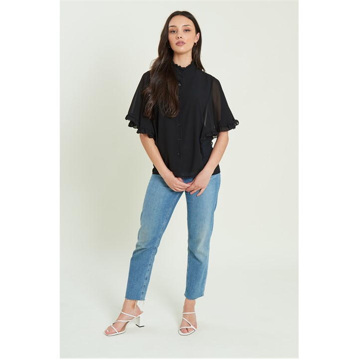 Frill Button Through Blouse