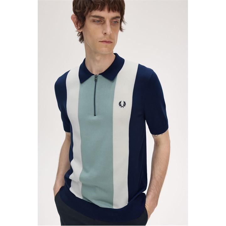 Vertical Stripe Zip Polo