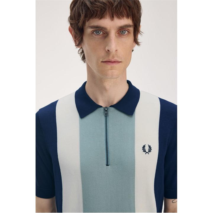 Vertical Stripe Zip Polo