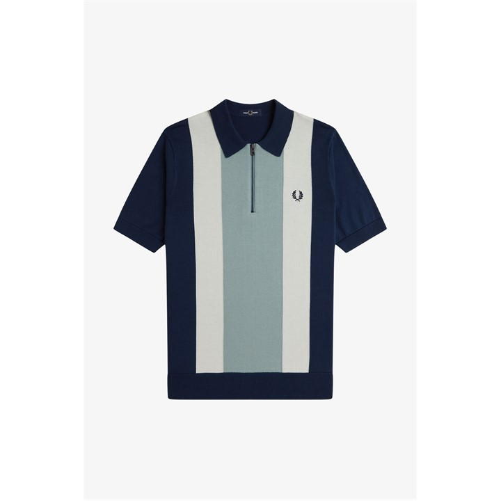 Vertical Stripe Zip Polo