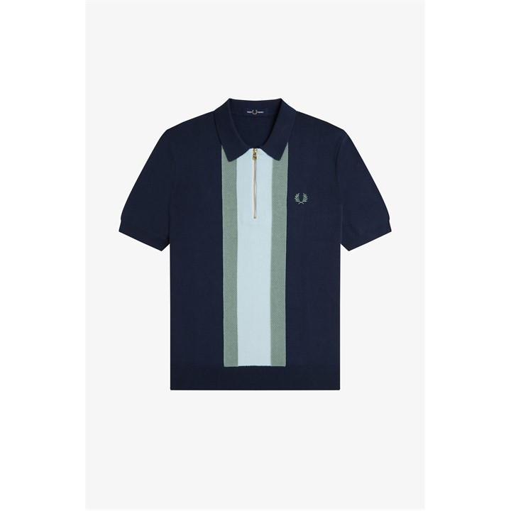 Vertical Stripe Zip Polo
