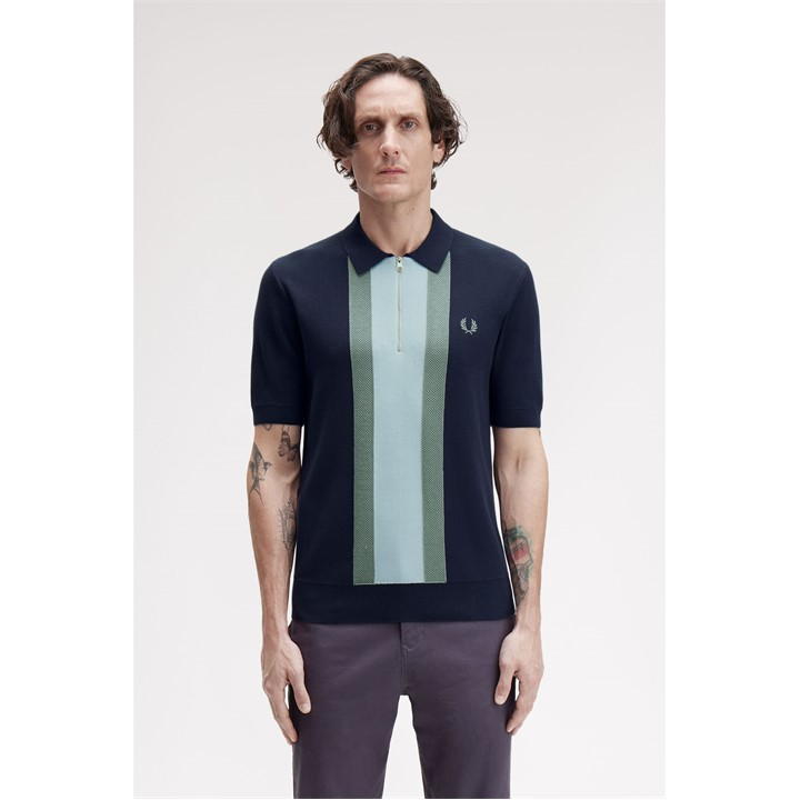 Vertical Stripe Zip Polo