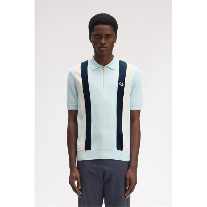 Vertical Stripe Zip Polo