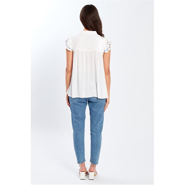 Embroidered Crinkle Blouse Womens