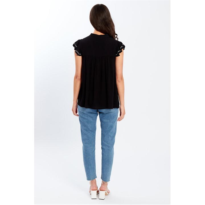 Embroidered Crinkle Blouse Womens