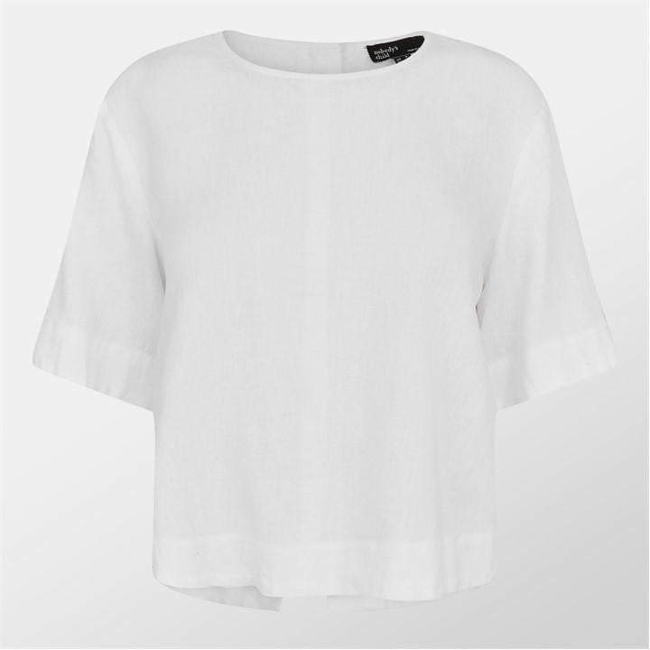 Linen-blend Short Sleeve Top