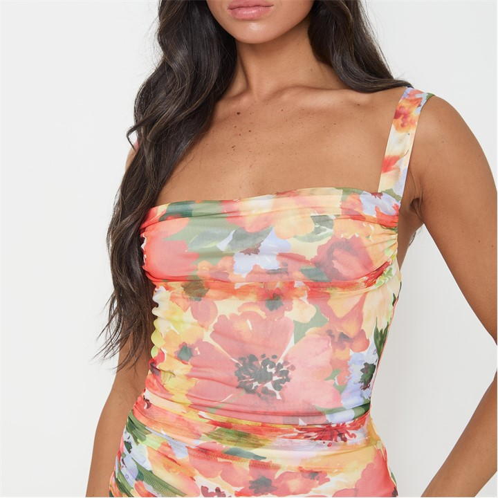 Floral Mesh Maxi Dress
