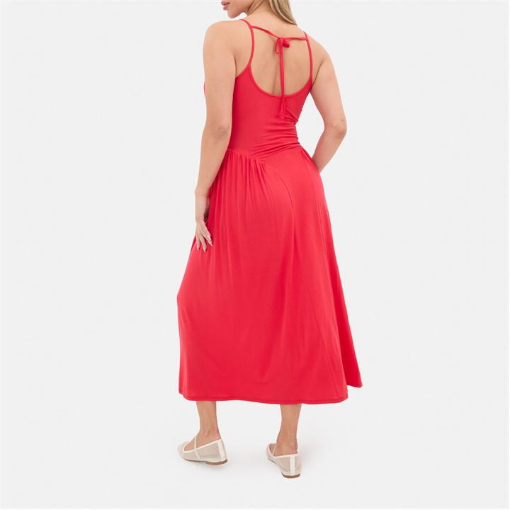 Strappy Jersey Tie Back Midi Dress