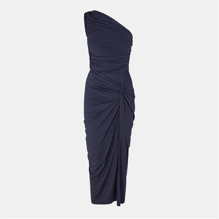 One Shoulder Knot Skirt Midi Dress
